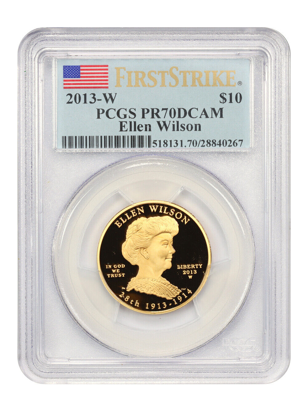 2013-W Ellen Wilson $10 PCGS Proof 70 DCAM