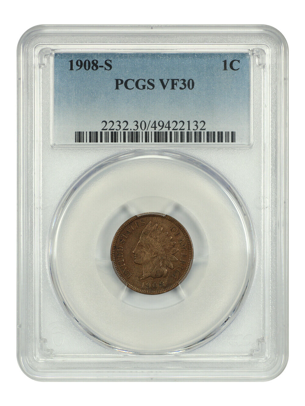 1908-S 1C PCGS VF30BN - Indian Cent