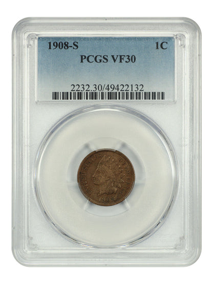 1908-S 1C PCGS VF30BN - Indian Cent