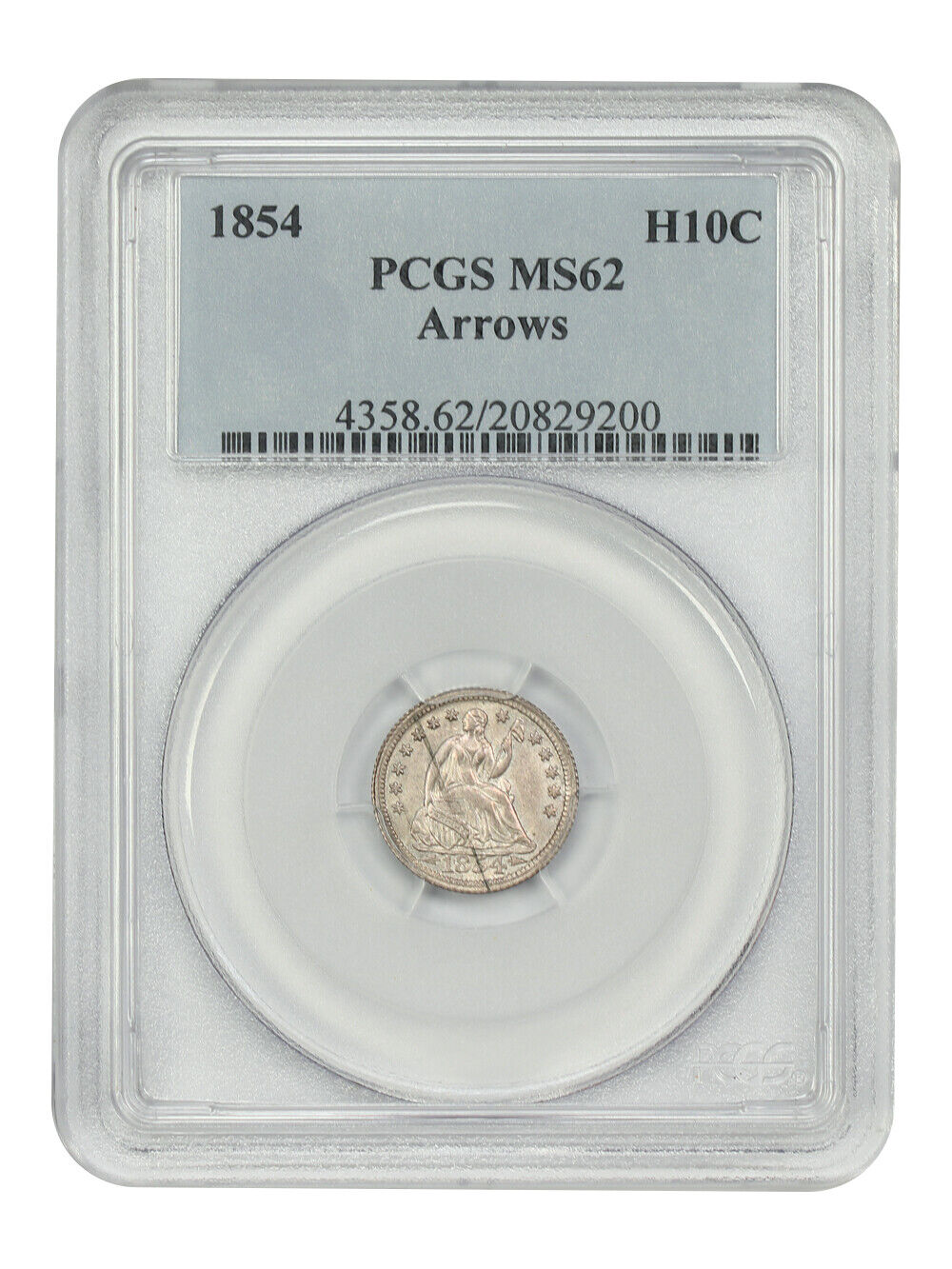 1854 H10C PCGS MS62 (Arrows) - Liberty Seated Half Dime