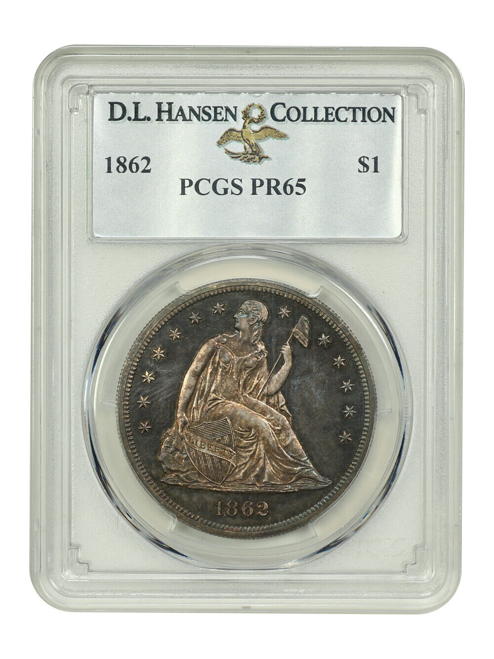 1862 $1 PCGS PR65 ex: D.L. Hansen