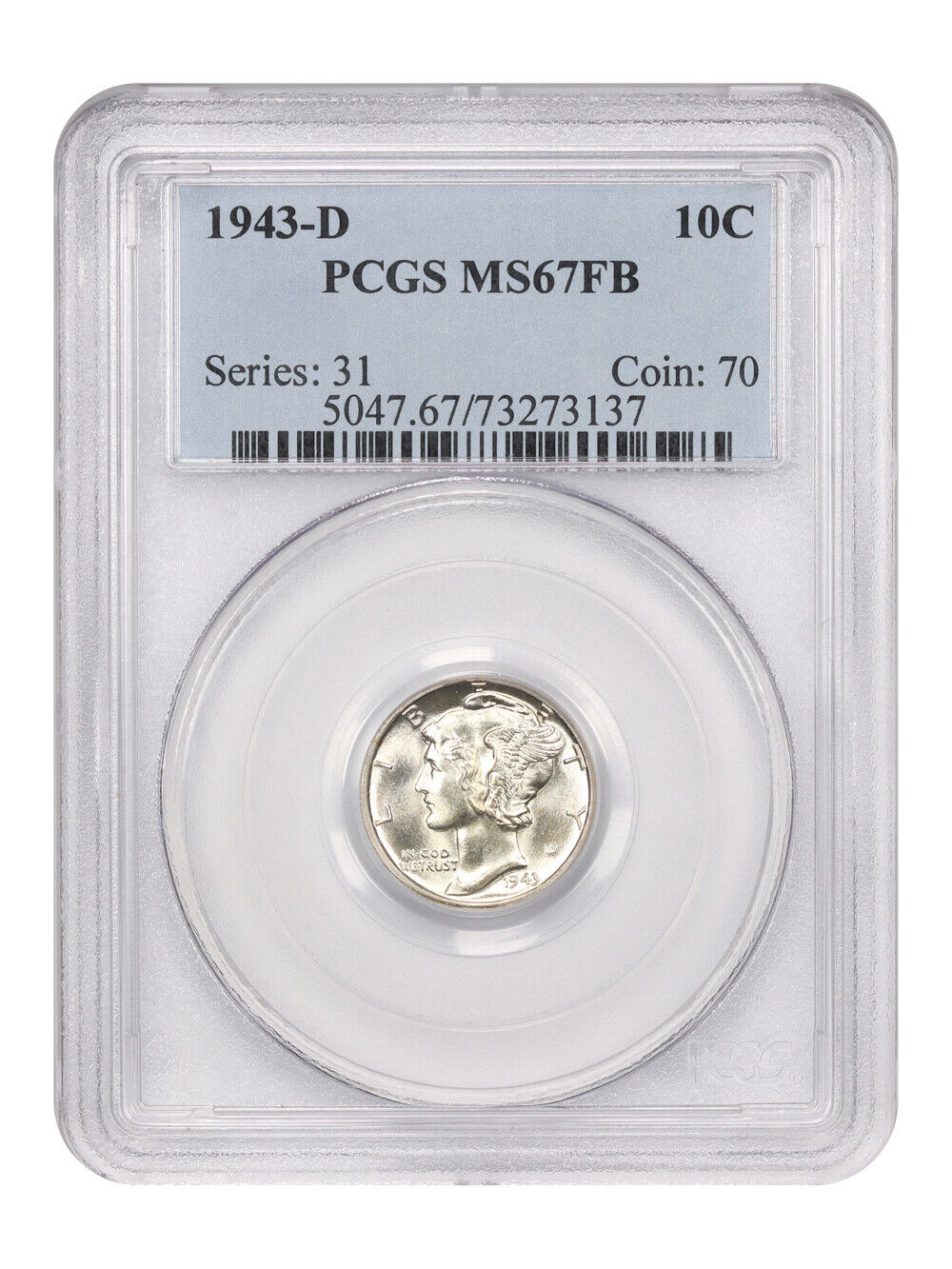 1943-D 10C PCGS MS67FB