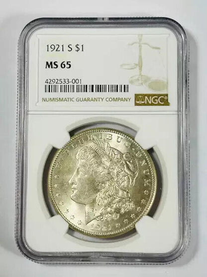 1921 S Morgan Silver Dollar NGC MS-65 Premium Quality!