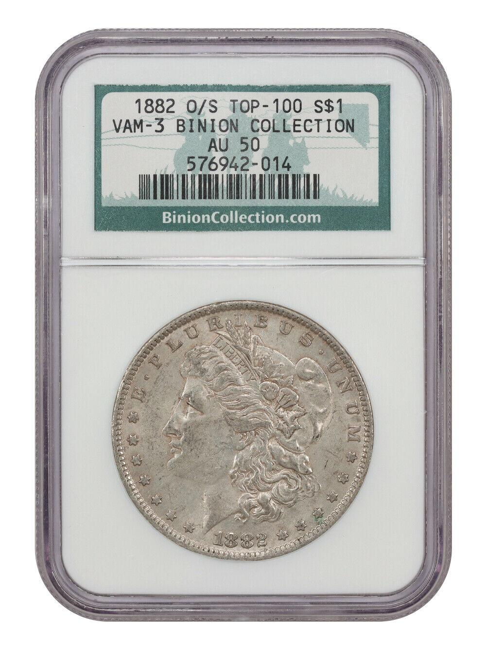 1882-O/S $1 NGC AU50 (VAM-3) - Morgan Dollar