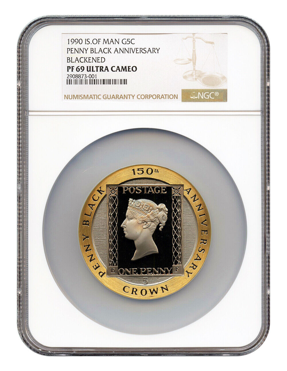 Isle of Man: 1990 G5C NGC PR69DCAM (Penny Black Anniversary, Blackened)