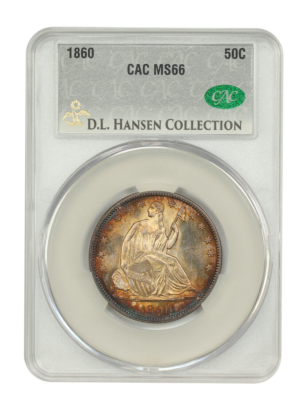 1860 50C CACG MS66 ex: D.L. Hansen - Liberty Seated Half Dollar