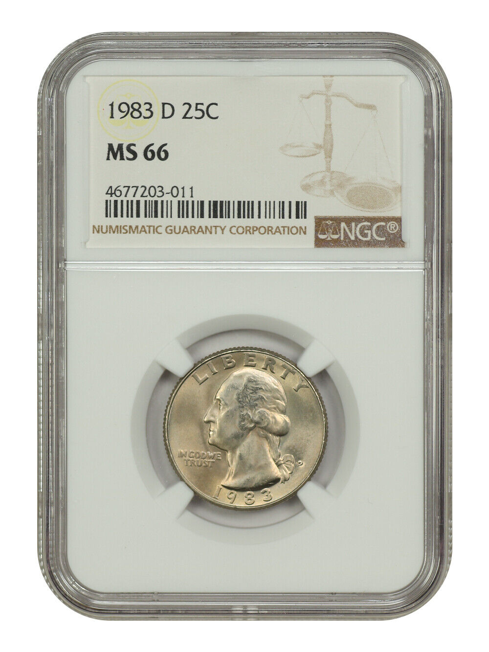 1983-D 25C NGC MS66 - Washington Quarter