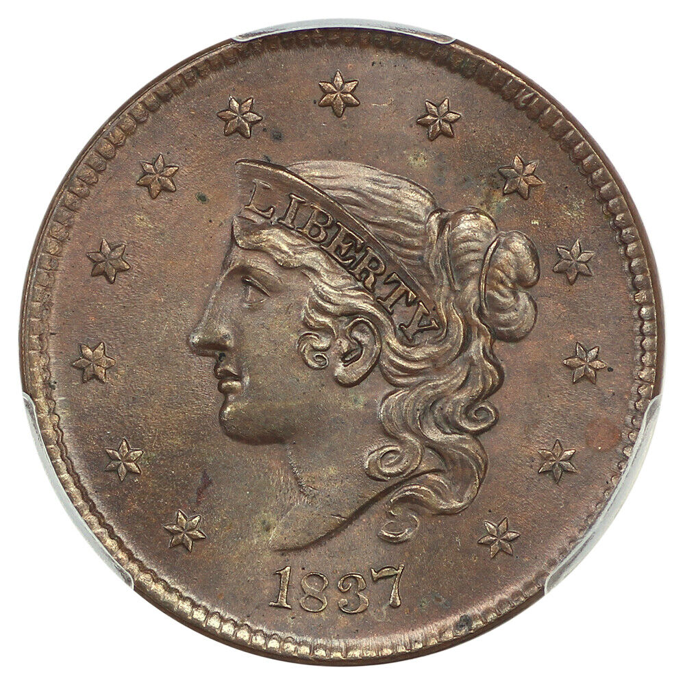 1837 1C PCGS MS65BN (Medium Letters) ex: D.L. Hansen