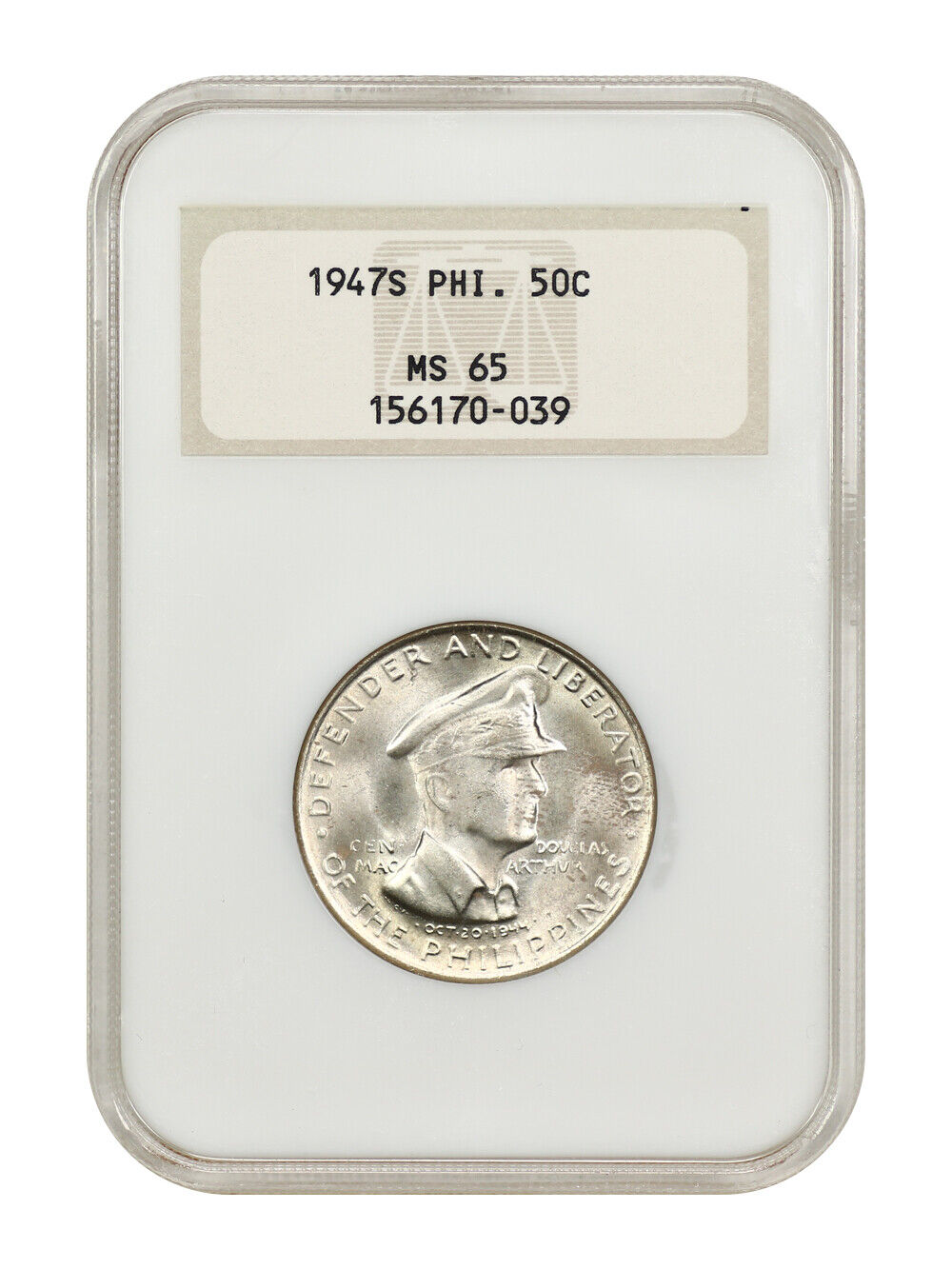 Philippines: 1947-S 50 Centavos NGC MS65 (Douglas MacArthur Commem)