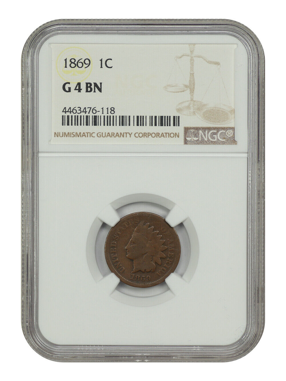 1869 1C NGC Good 04 - Indian Cent - Scarce Date