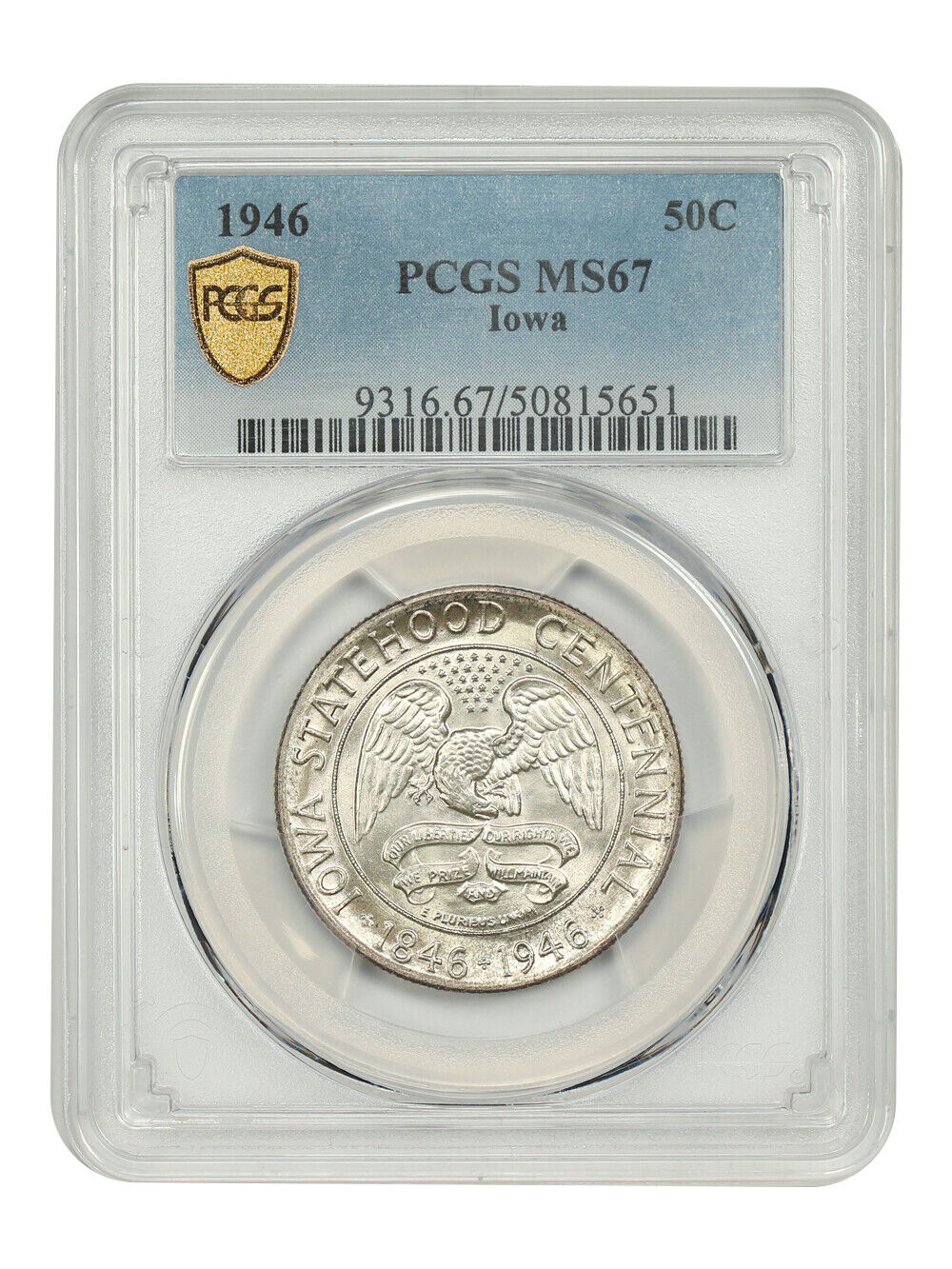 1946 50C Iowa PCGS MS67 - Classic Silver Commemorative