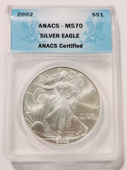 2002 P Silver Eagles ANACS MS-70 - SILVER EAGLE