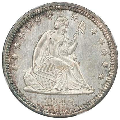 1843 25C NGC MS65 - Liberty Seated Quarter