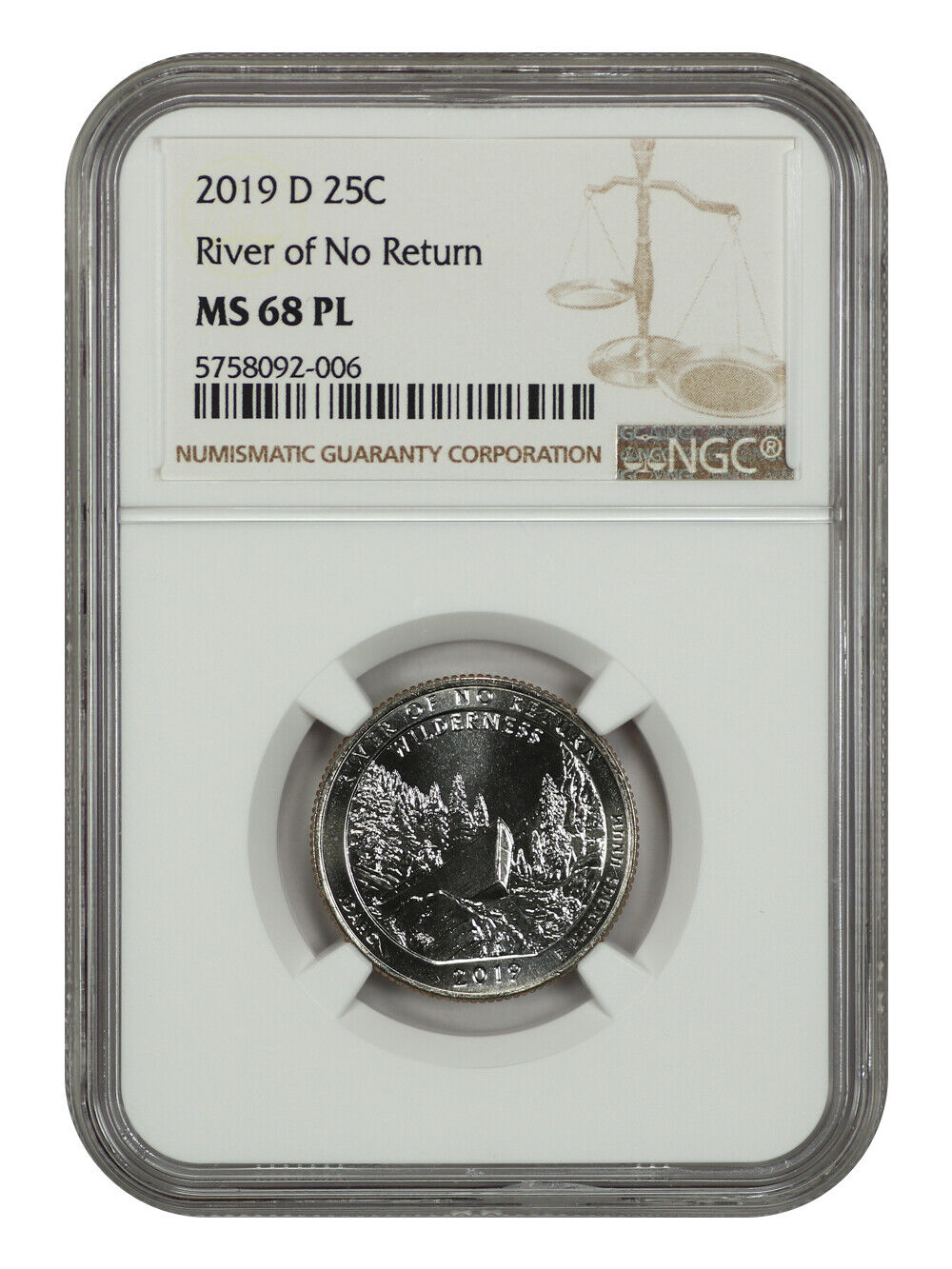 2019-D 25C Frank Church River of No Return NP NGC PL68 - Type 1 - Clad