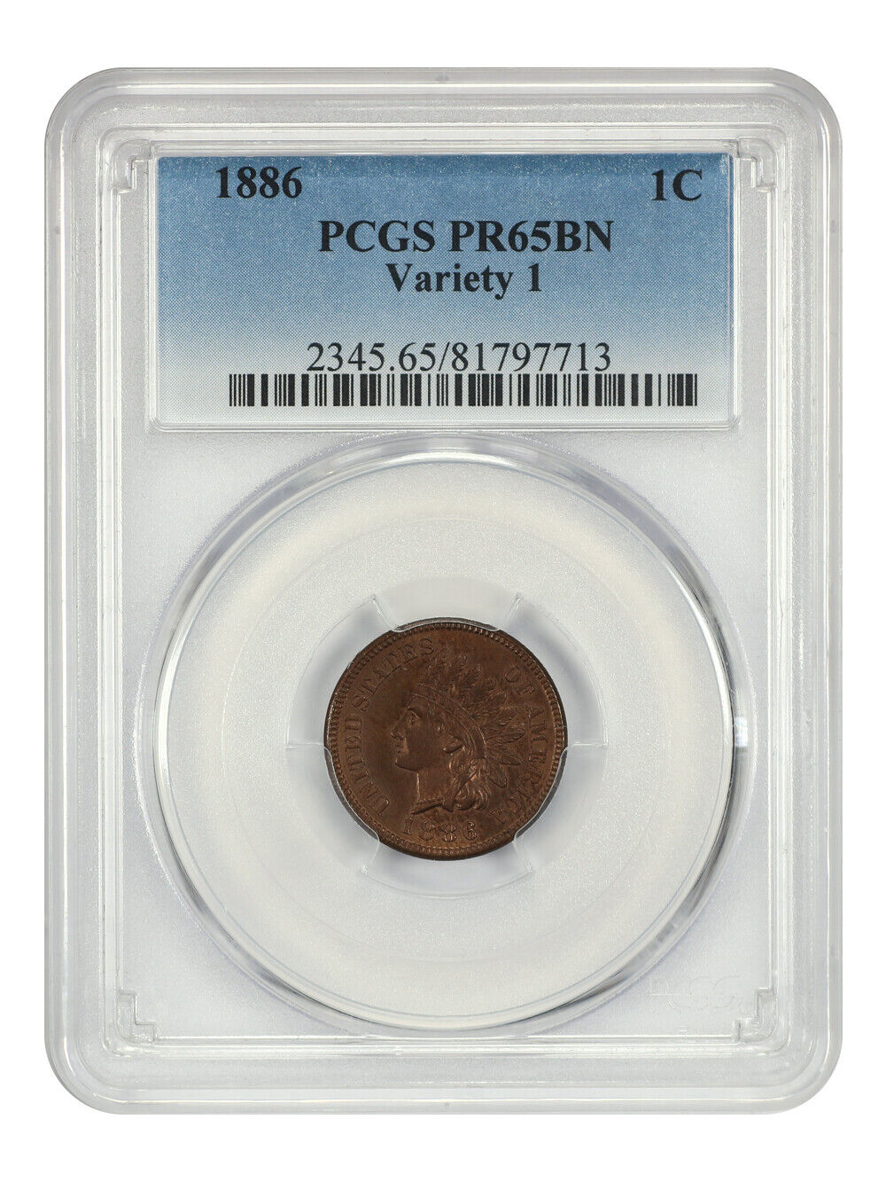 1886 1C PCGS PR65BN (Variety 1)