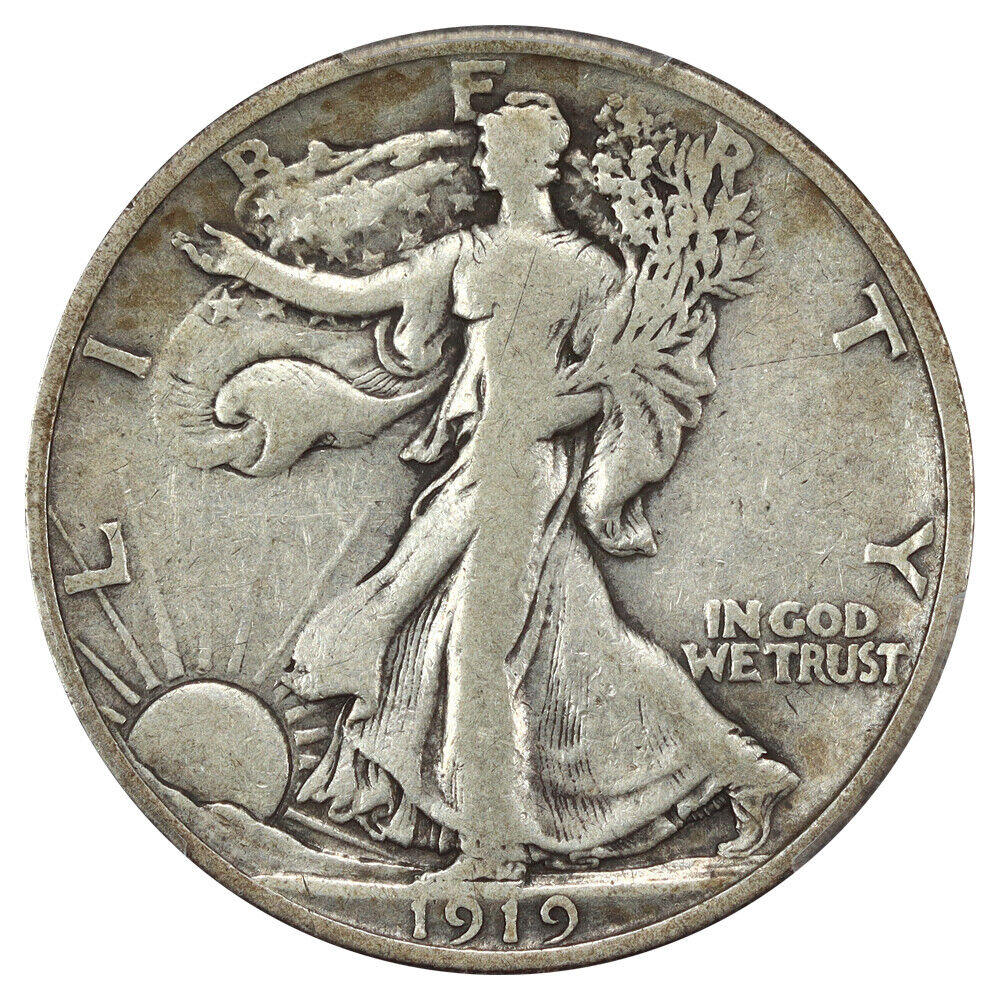 1919-D 50C CACG Fine 12 - Walking Liberty Half Dollar - Semi-Key Date