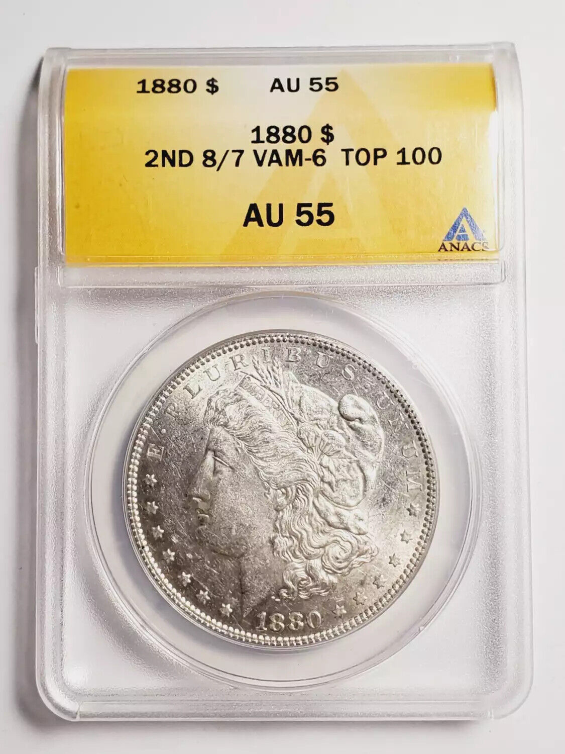 1880 Morgan Dollar ANACS AU-55 VAM 6