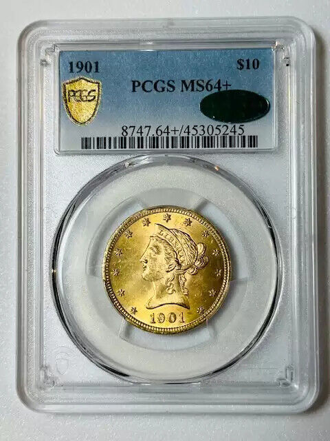 1901 P Gold Eagles $10 Liberty Head PCGS MS-64+ CAC Low CAC Population!