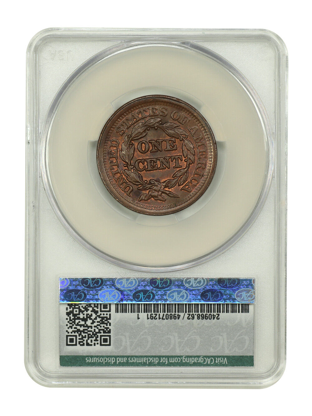 1852 1C CACG MS62BN (N-6) ex: D.L. Hansen - Braided Hair Cent