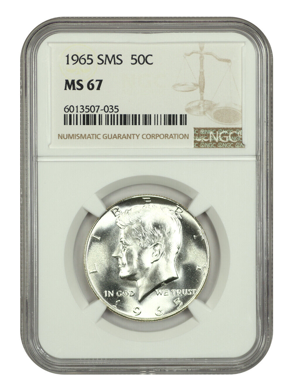 1965 50C NGC SP67 (Special Mint Set) - Kennedy Half Dollar