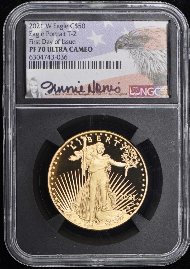 2021-W $50 Gold Eagle NGC PF70UC Norris Proof FDI T-2