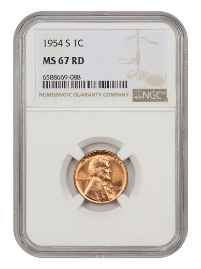 1954-S 1c NGC MS67 RD