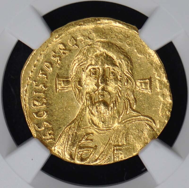 Justinian II, AD 685-695 BYZANTINE EMPIRE AV Solidus NGC MS60 First Reign Christ