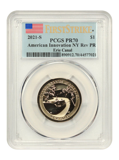 2021-S Amer. Innovation $1 PCGS Proof 70 (Reverse Proof, Erie Canal, First Strik