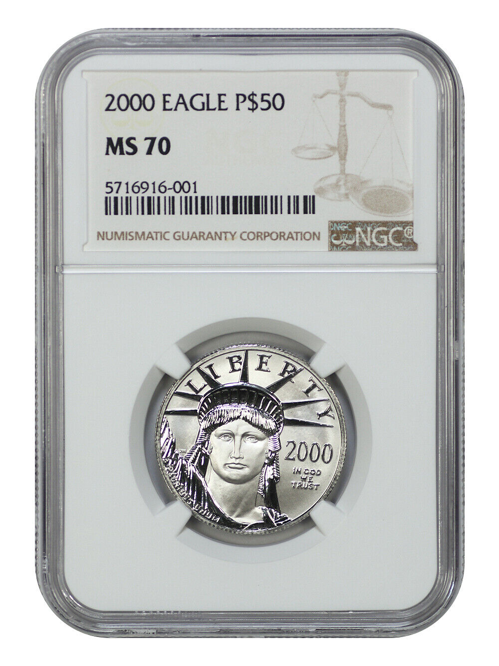 2000 $50 Statue of Liberty NGC MS70 - $50 Platinum Eagles