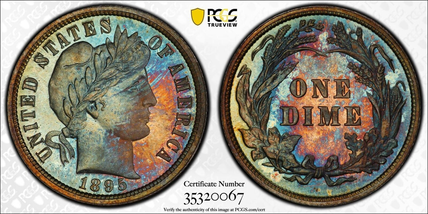 1895 10C Barber Dime PCGS PR67+ (CAC)