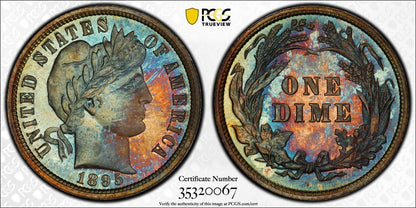 1895 10C Barber Dime PCGS PR67+ (CAC)