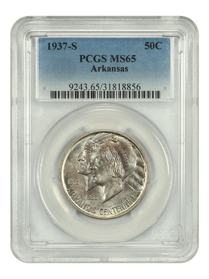 1937-S 50C Arkansas PCGS MS65 - Classic Silver Commemorative - Low Mintage Issue