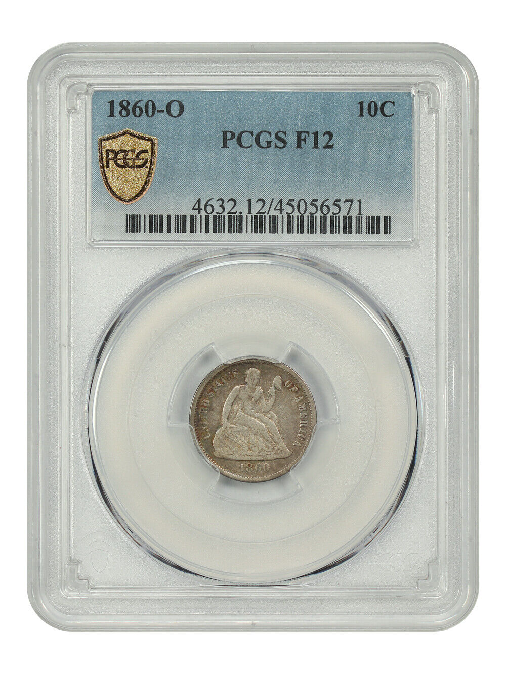 1860-O 10C PCGS Fine 12 - Liberty Seated Dime - Elusive O-Mint Dime