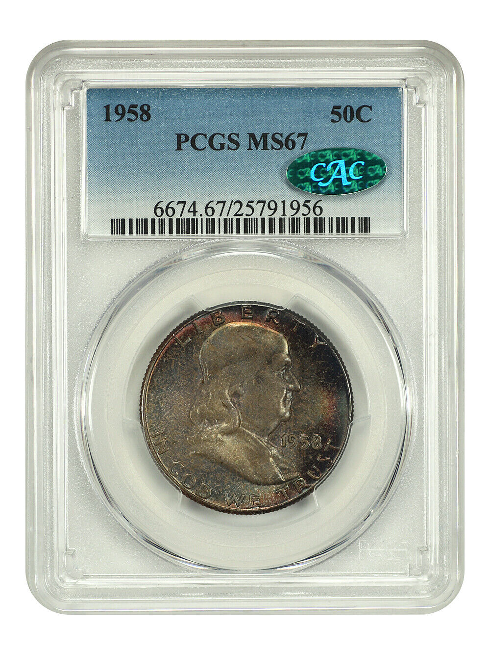 1958 50C PCGS/CAC MS67 - Franklin Half Dollar