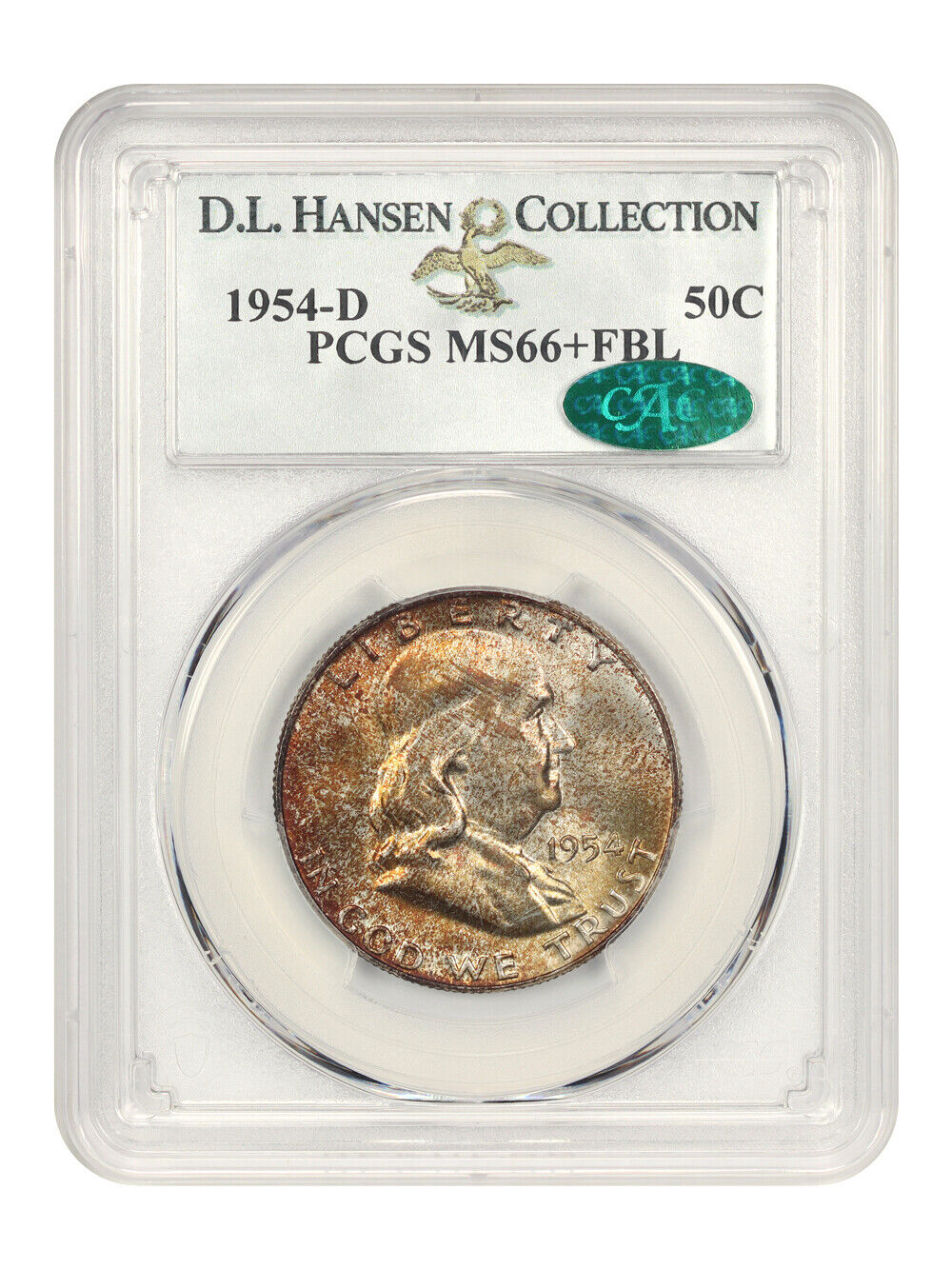 1954-D 50c PCGS/CAC MS66+ FBL ex: D.L. Hansen