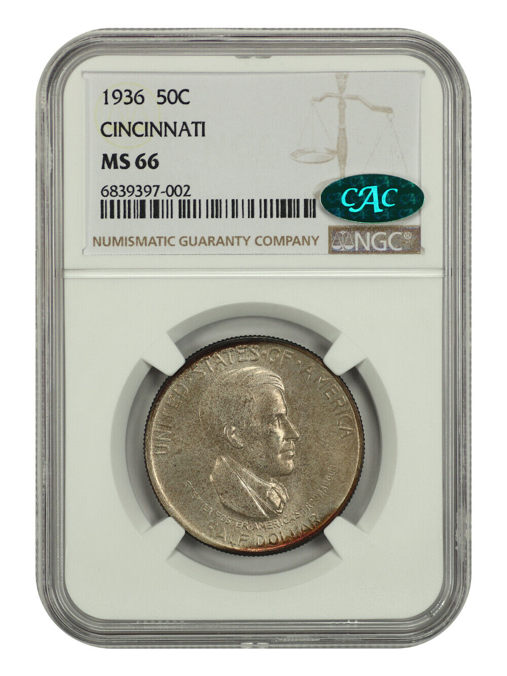 1936 50C Cincinnati NGC/CAC MS66 - Classic Silver Commemorative