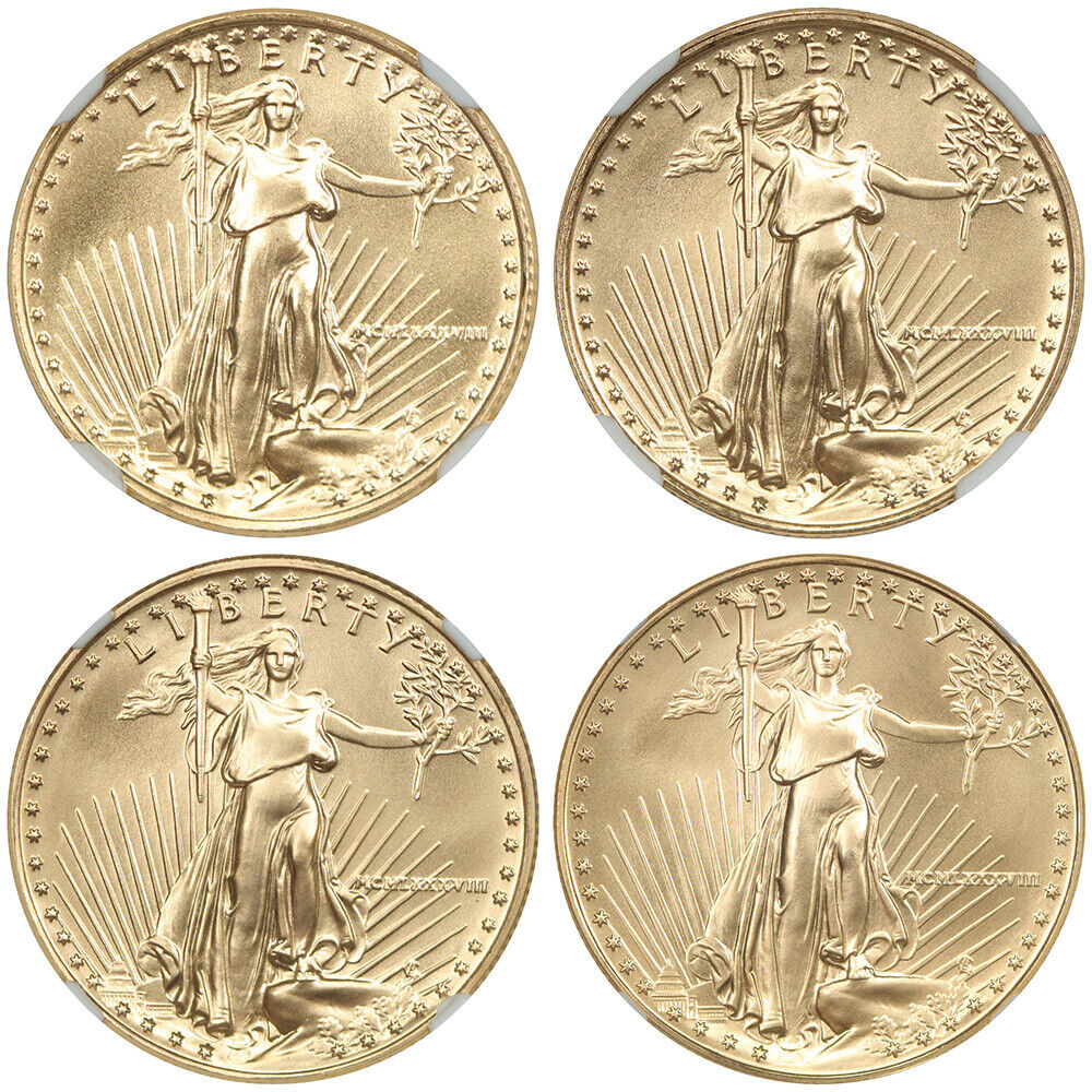 1988 $5-$50 Gold Eagle Set NGC MS70 (4 Coins) - Gold Eagle Sets