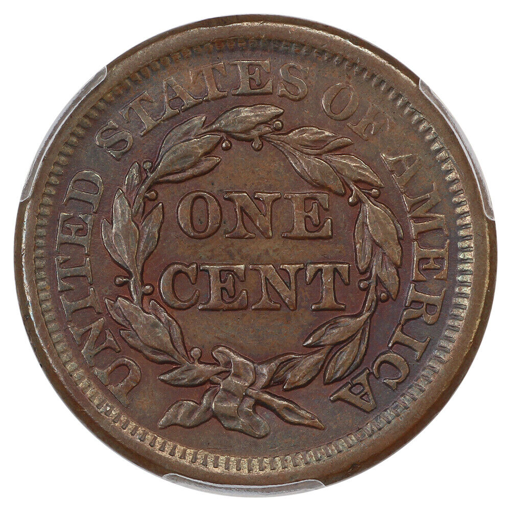 1857 1C PCGS AU55 (Small Date) - Braided Hair Cent