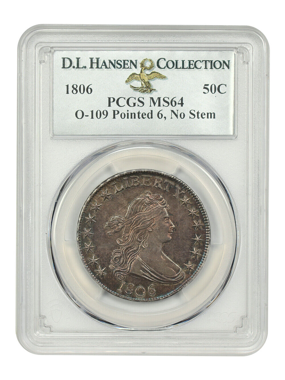 1806 50C PCGS MS64 (O-109, Pointed 6, No Stem)