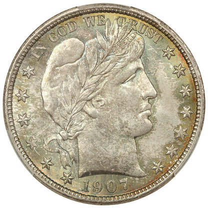 1907-D 50C CACG MS67+ ex: D.L. Hansen - Barber Half Dollar