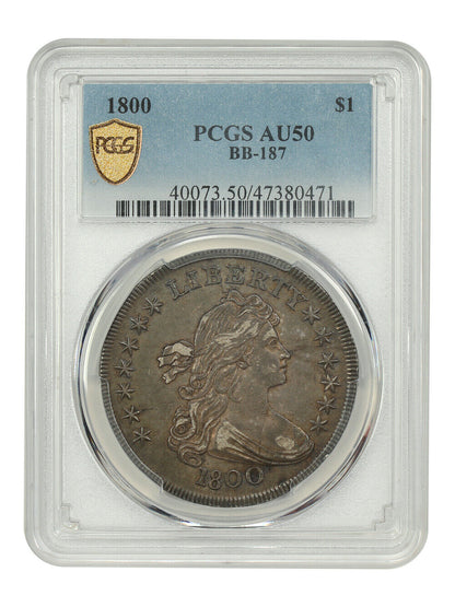 1800 $1 PCGS AU50 (BB-187) - Draped Bust Dollar