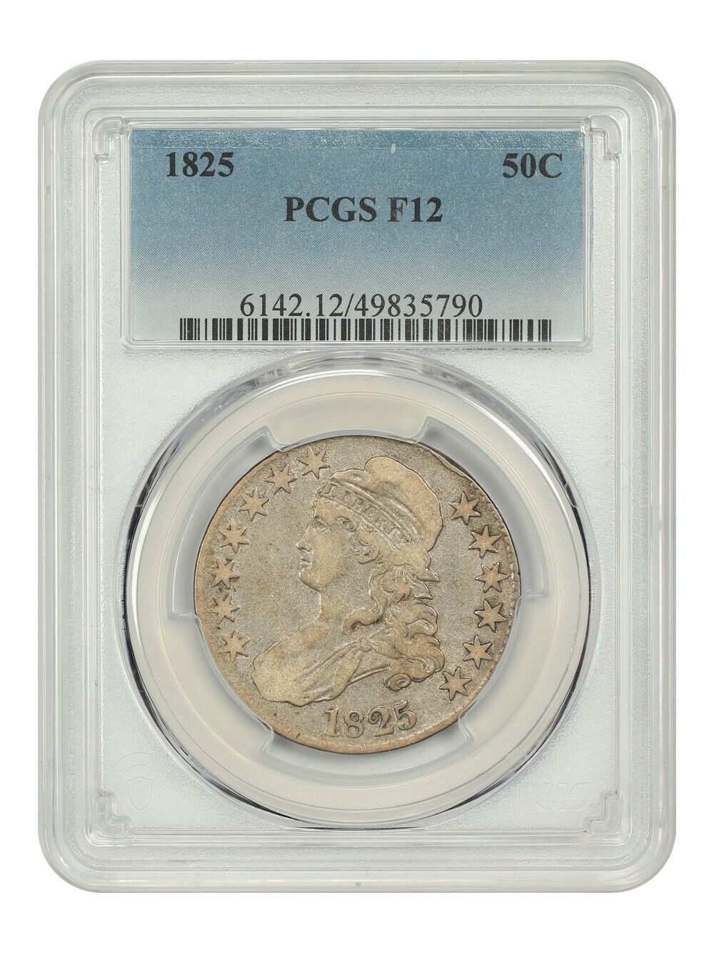 1825 50C PCGS Fine 12 - Capped Bust Half Dollar