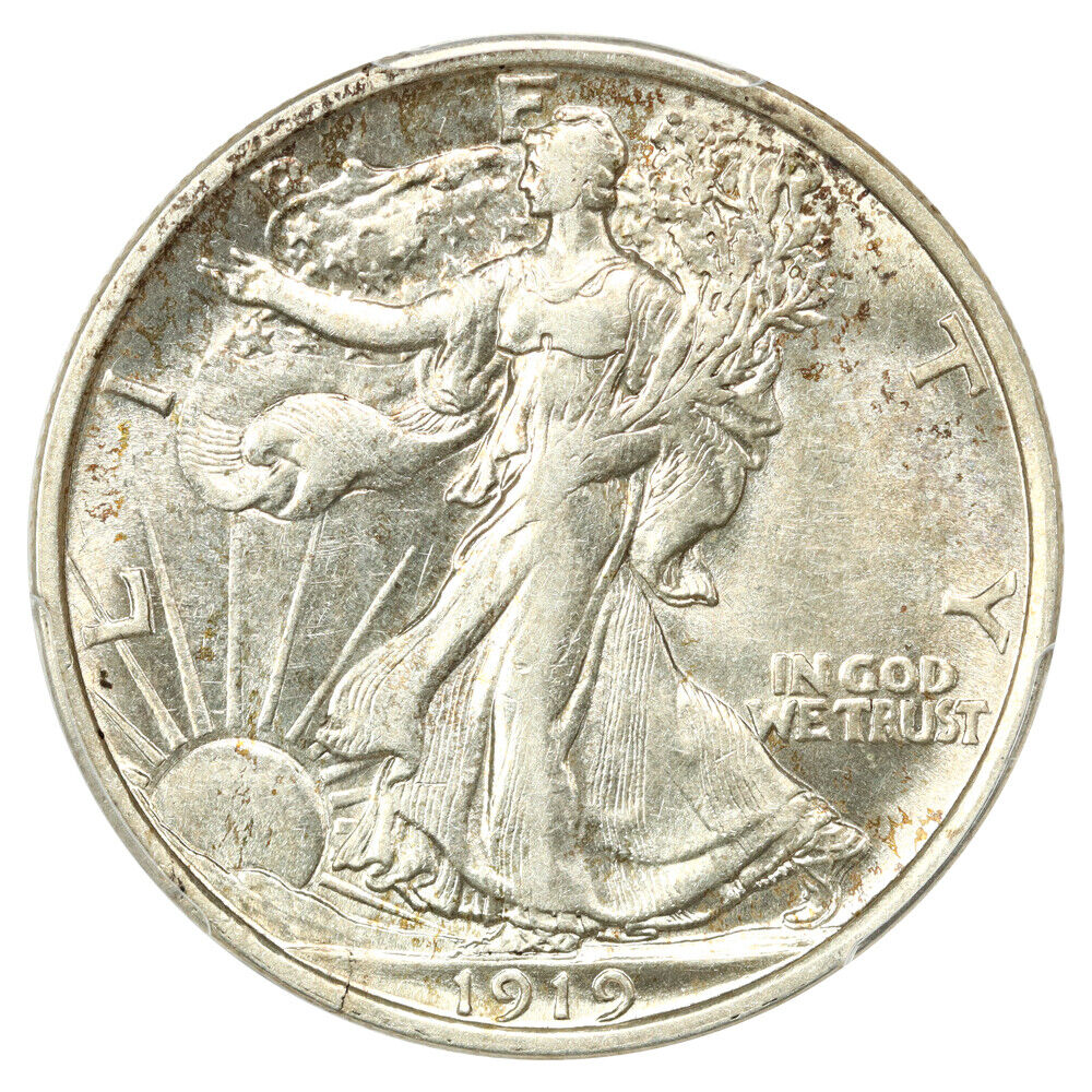 1919-D 50C PCGS AU58 - Walking Liberty Half Dollar - Key Date