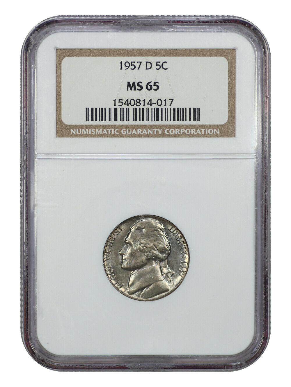 1957-D 5C NGC MS65 - Jefferson Nickel