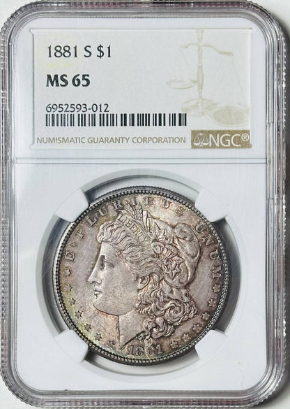 1881 S Morgan Silver Dollar NGC MS-65 Rainbow Toning