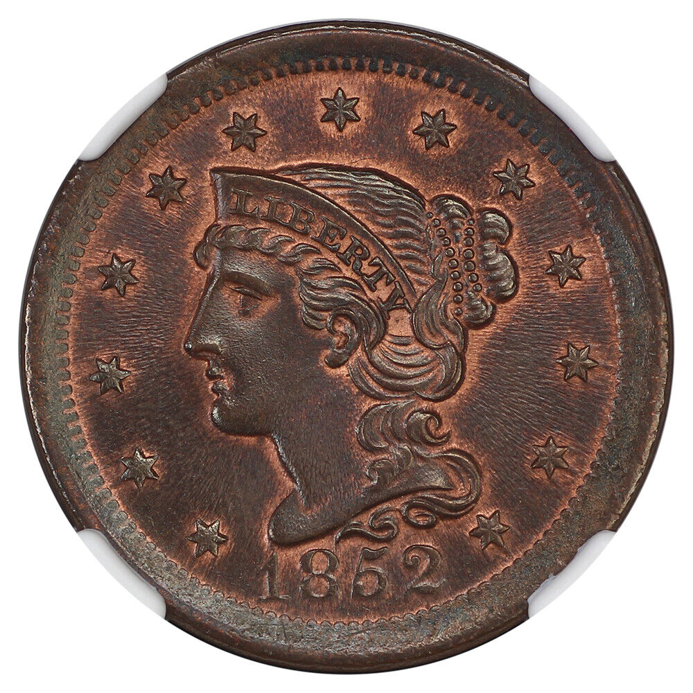 1852 1C NGC MS66RB - Braided Hair Cent