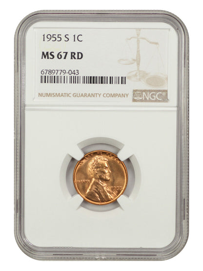 1955-S 1C NGC MS67RD