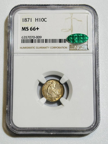 1871 P Liberty Seated Half Dime NGC MS-66+CAC