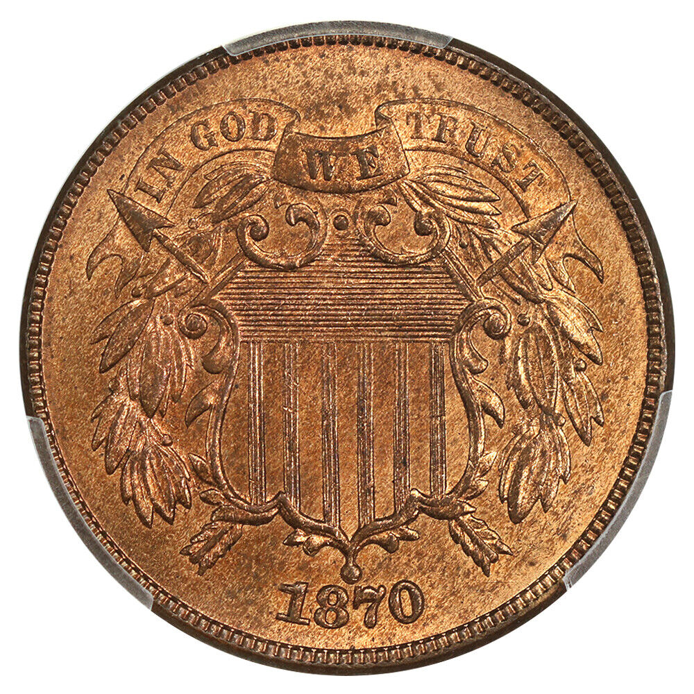 1870 2c PCGS MS65RD ex: D.L. Hansen