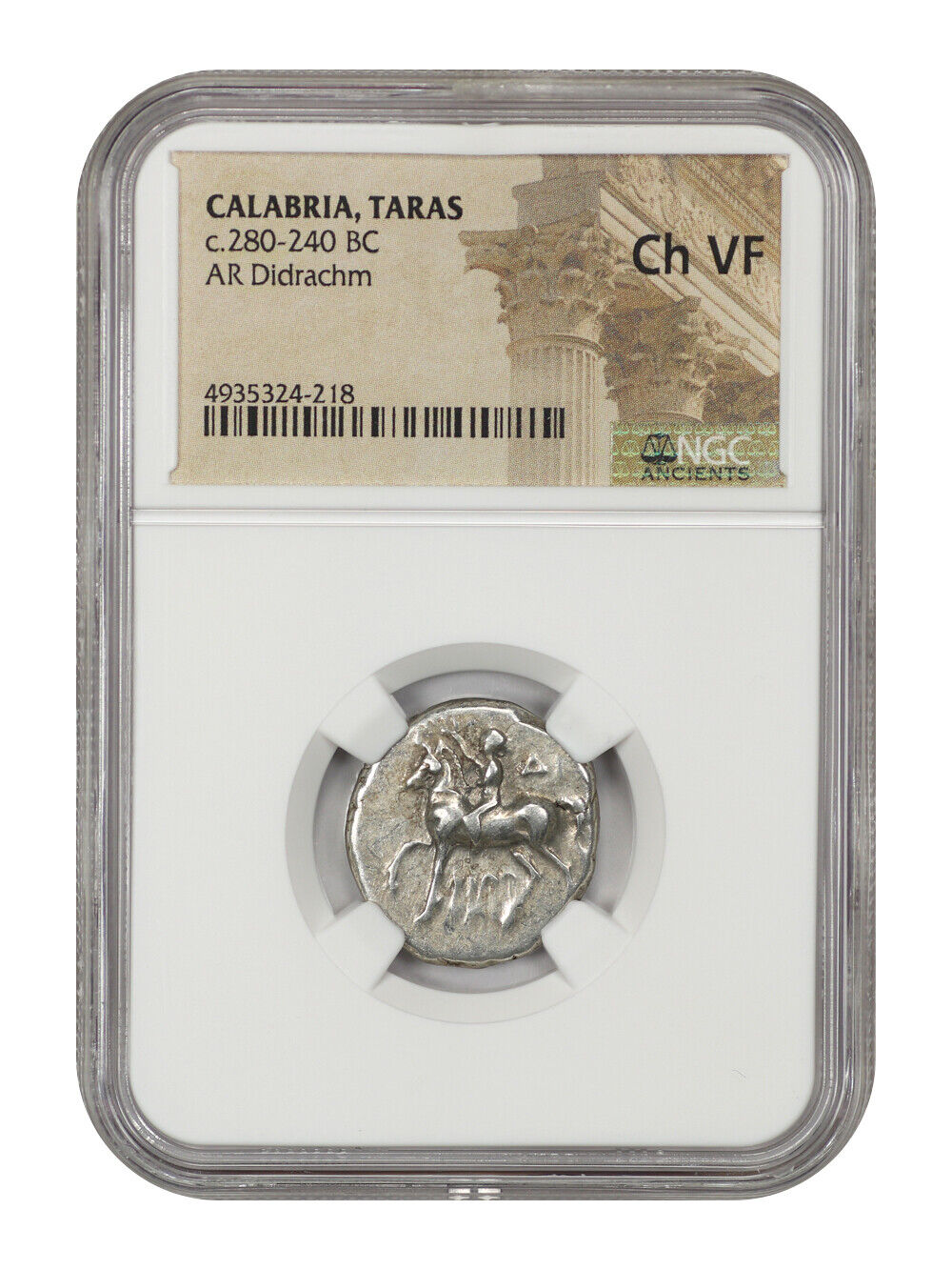 Ancient Roman: (c.280-240 BC) AR Didrachm NGC Choice VF (Calabria, Taras)